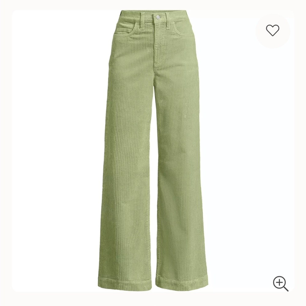 Lands' End Light Green Wide-Leg Corduroy Jeans
